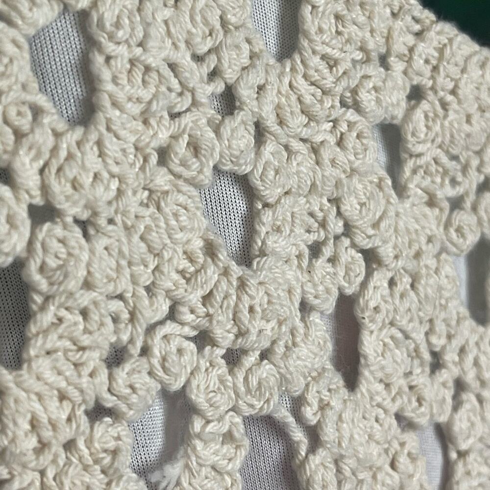 J. Gee Small Boho Cream Crochet Tiered Mini Dress EUC - Picture 7 of 12